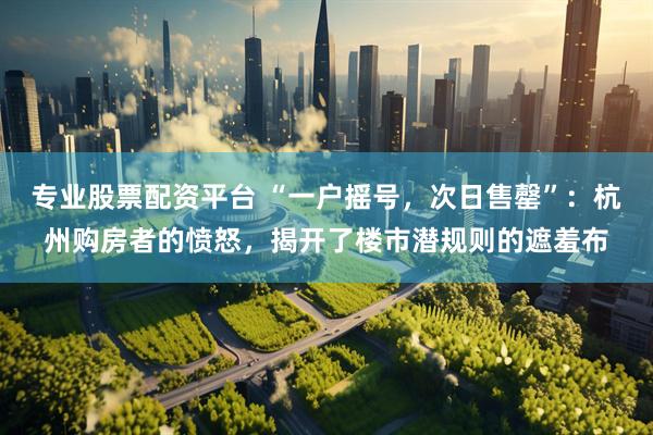 专业股票配资平台 “一户摇号，次日售罄”：杭州购房者的愤怒，揭开了楼市潜规则的遮羞布